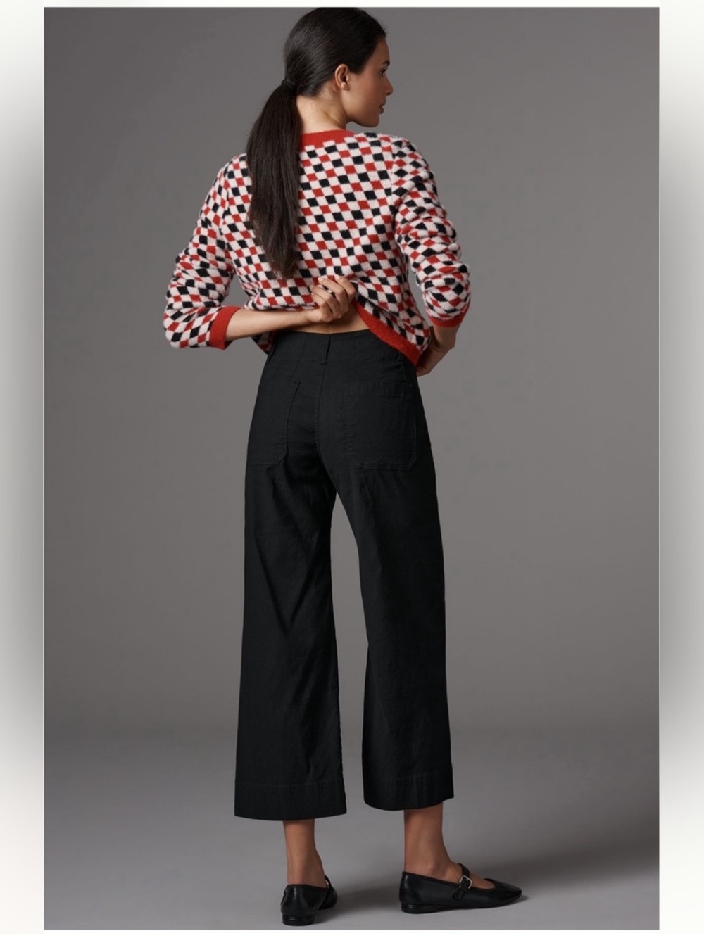 Maeve The Colette Black High-Rise Wide-Leg Pants in Magic Fabric - Picture 2 of 14